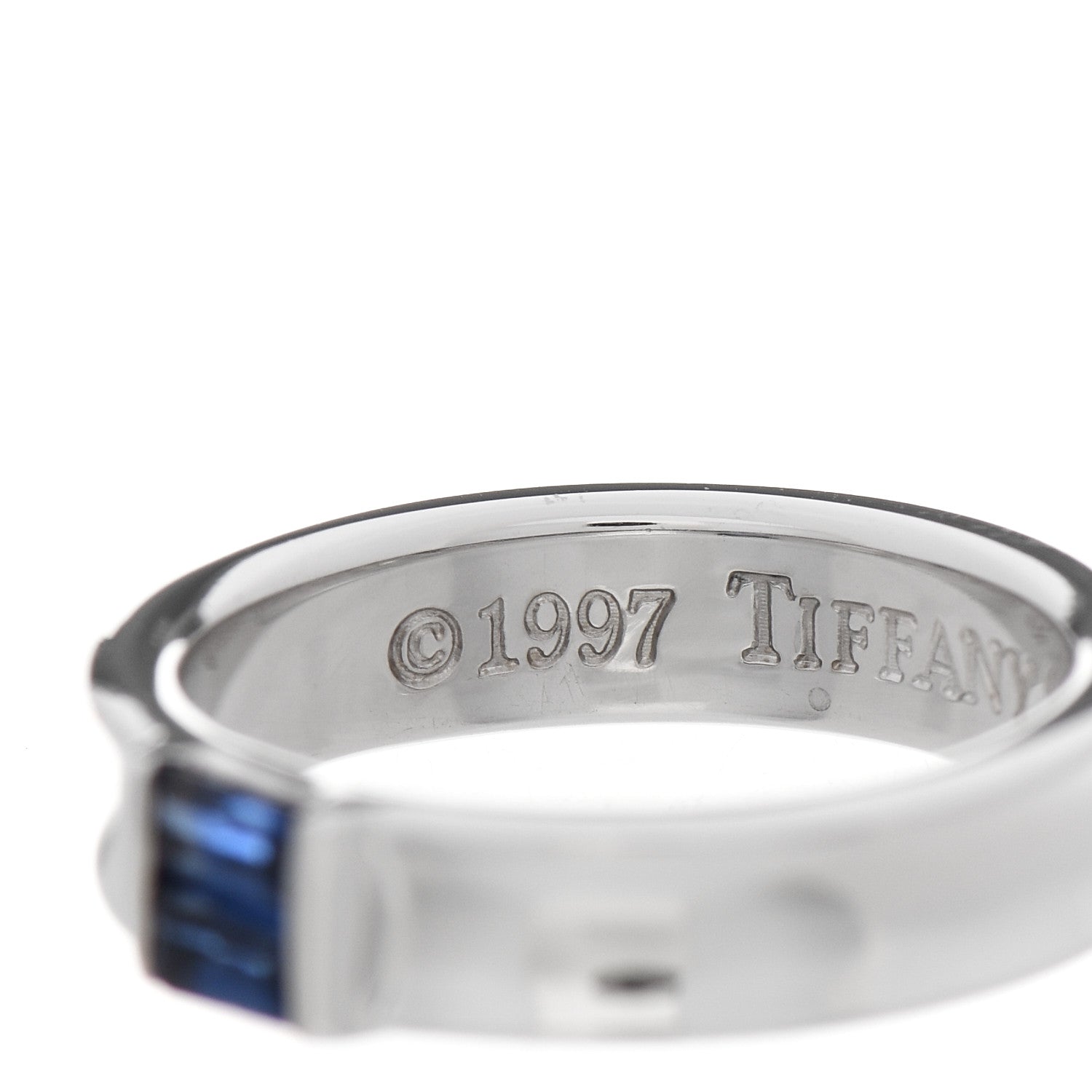 Tiffany 18K White Gold Blue Sapphire Stacking Ring 49 5 5 of 9