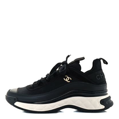 Chanel Velvet Calfskin Mixed Fibers CC Sneakers 37 Black 1 of 11