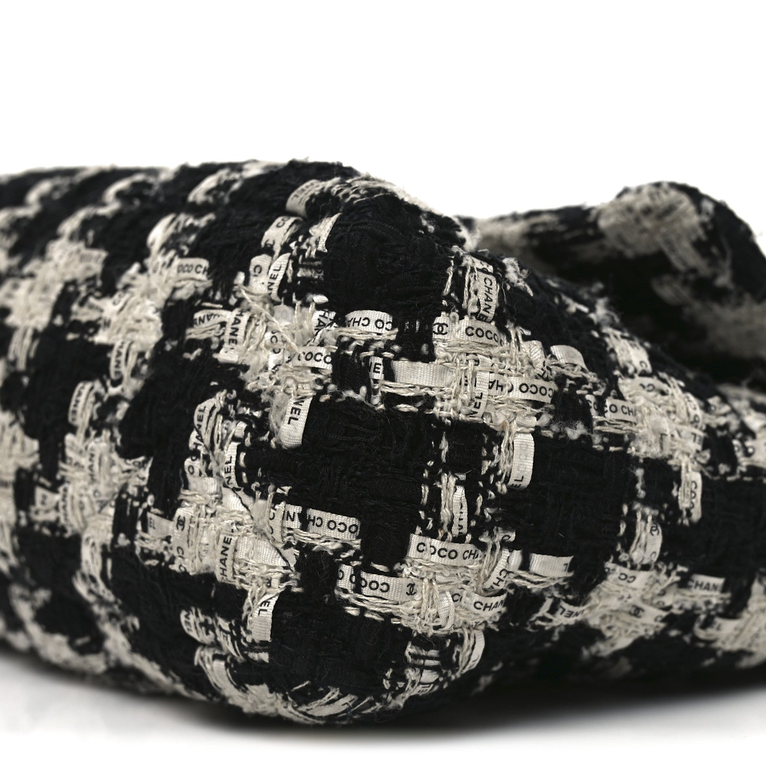 Chanel Tweed Quilted Large Chanel 19 Flap Black Ecru White 10 of 12