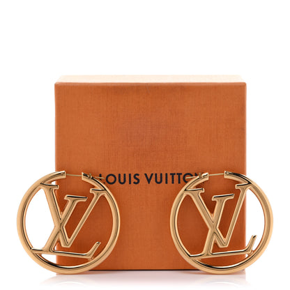 Louis Vuitton Metal Louise Hoop Earrings Gold 7 of 7