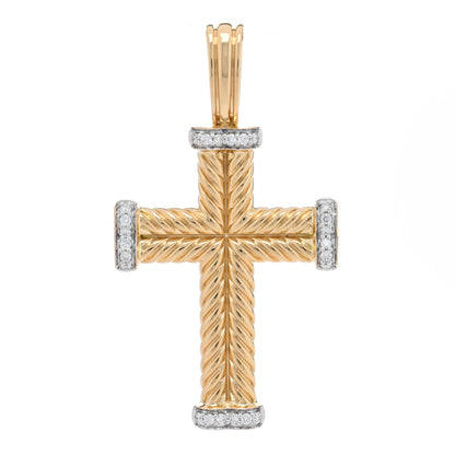 David Yurman 18K Yellow Gold Diamond Chevron Cross Pendant 1 of 4