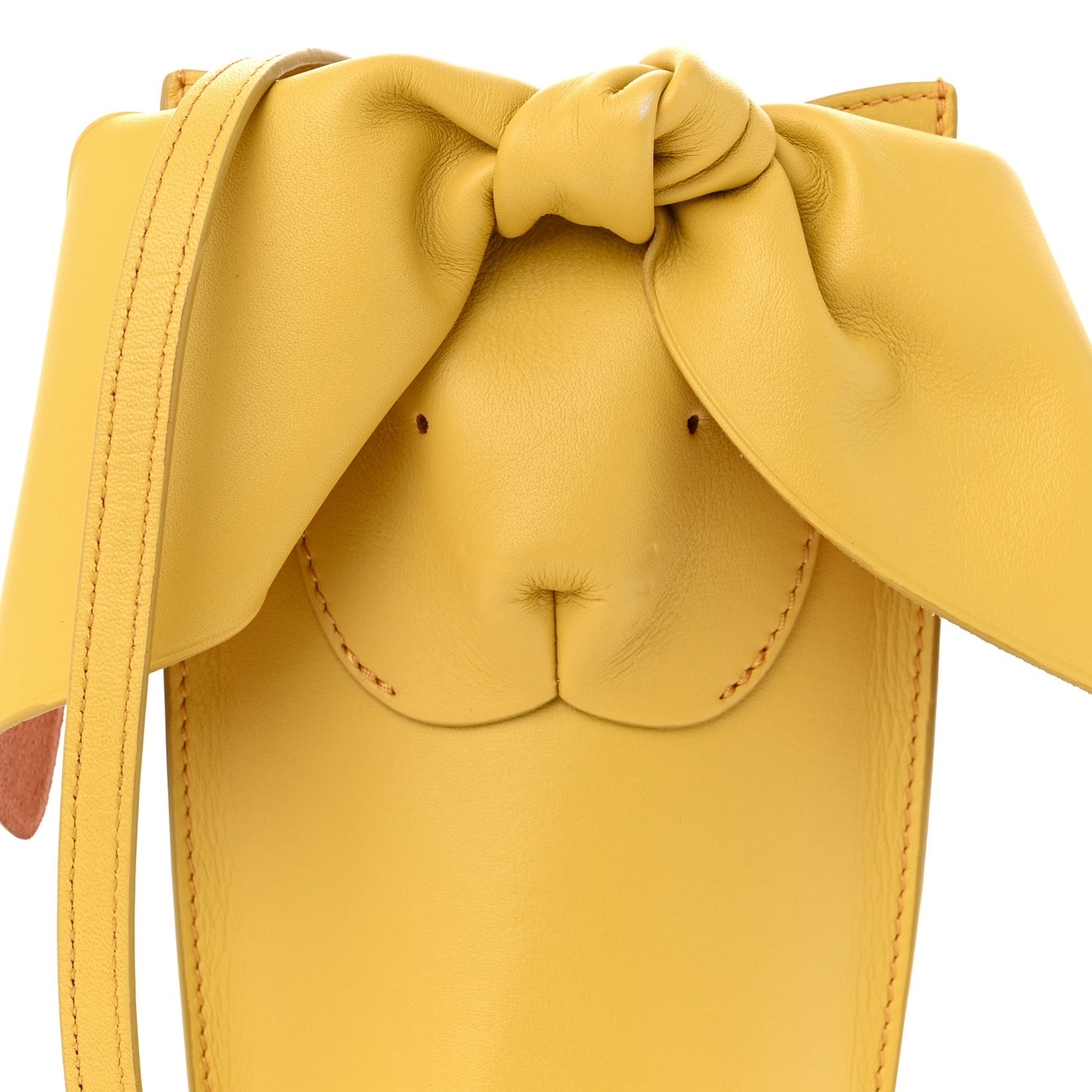 Calfskin Bunny Pouch Crossbody Bag Mustard