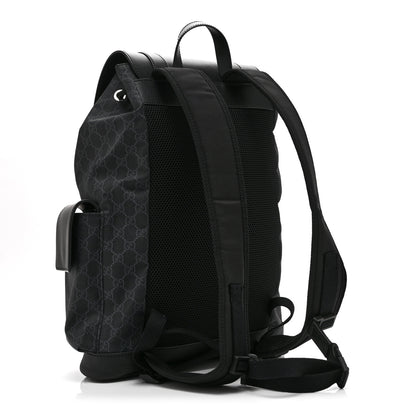 Gucci Soft GG Supreme Monogram Calfskin Web Double Buckle Backpack Black 3 of 10