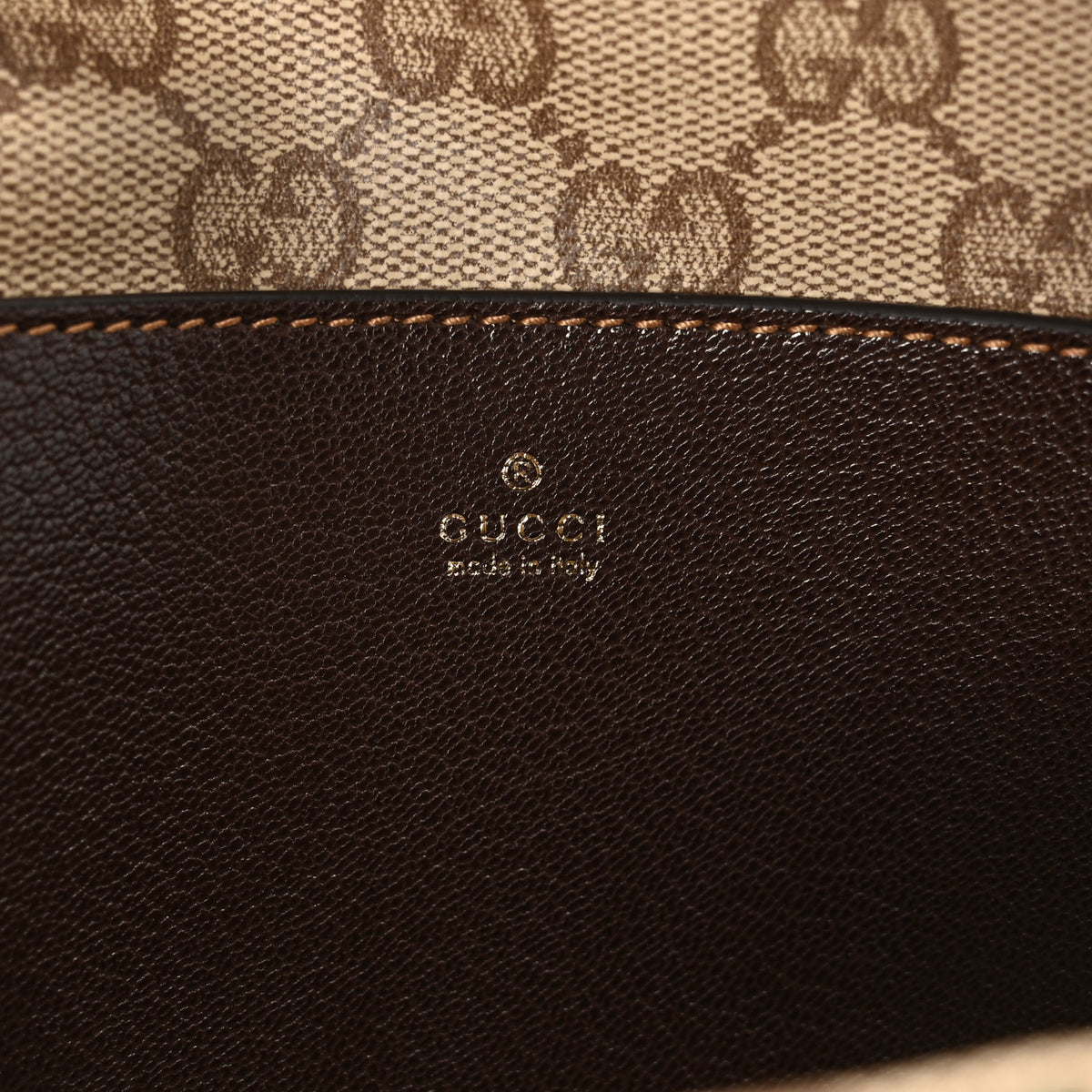 Monogram Web Small Pouch with Strap  Sand Dark Brown