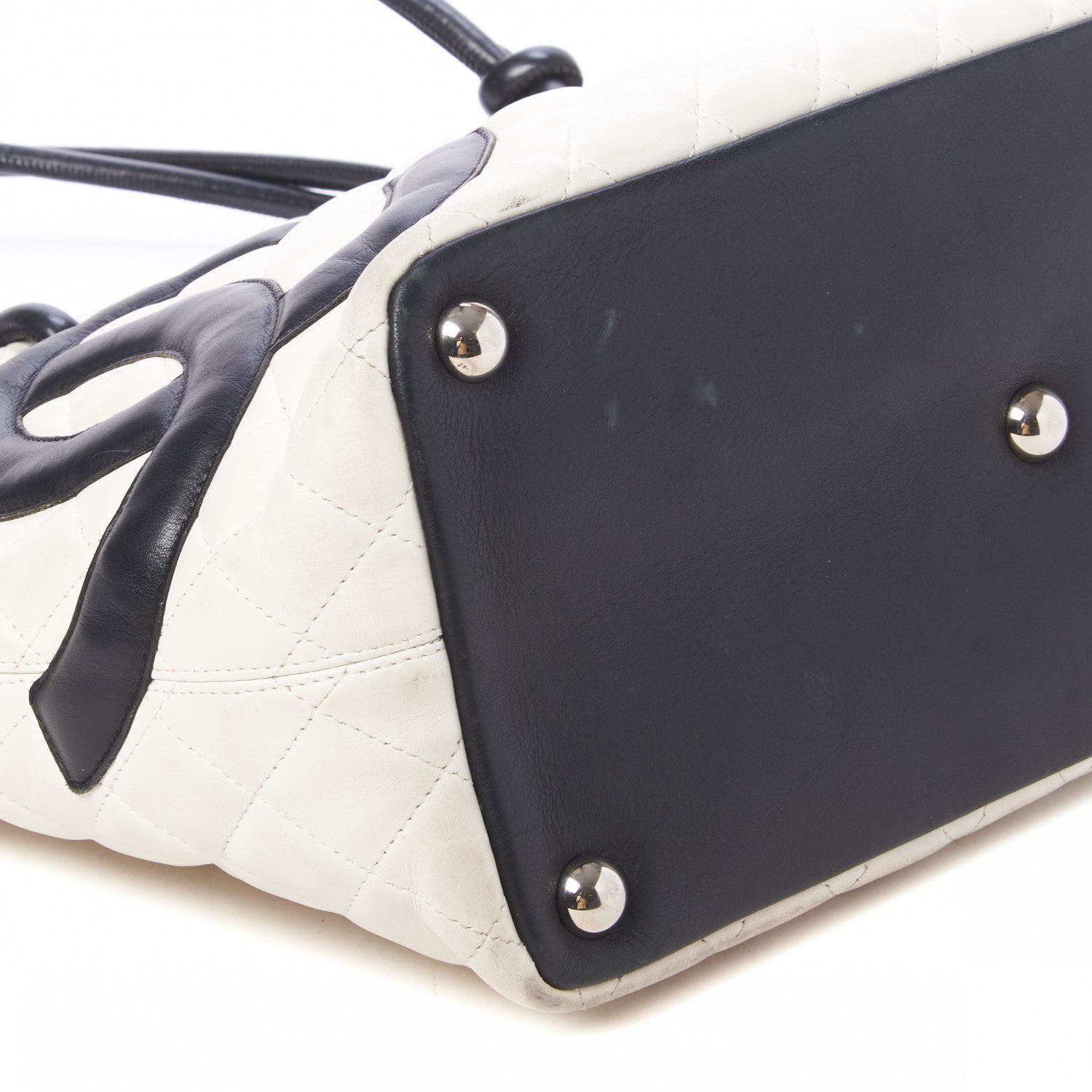 Chanel Calfskin Quilted Large Cambon Tote White Black 5 of 10