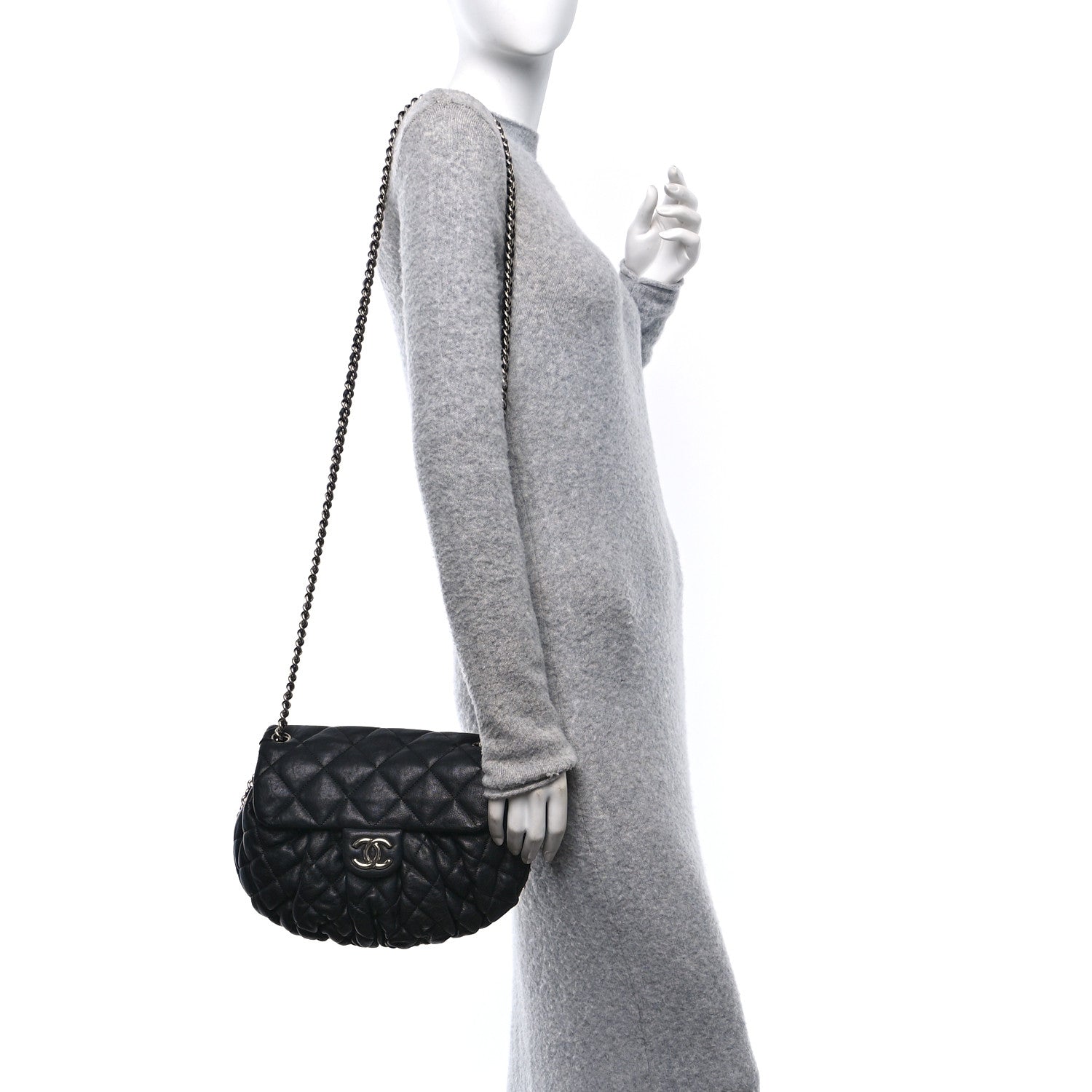 Chanel Washed Lambskin Quilted Large Chain Around Flap Black 2 of 10