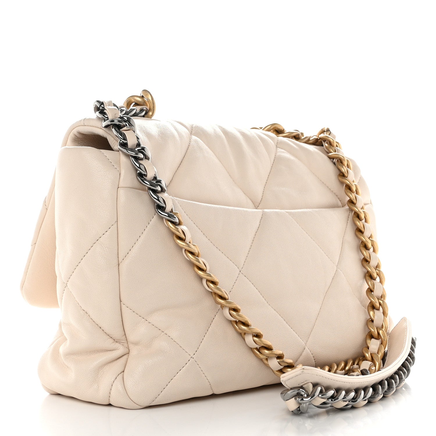 Chanel Goatskin Quilted Large Chanel 19 Flap Light Beige 3 of 10