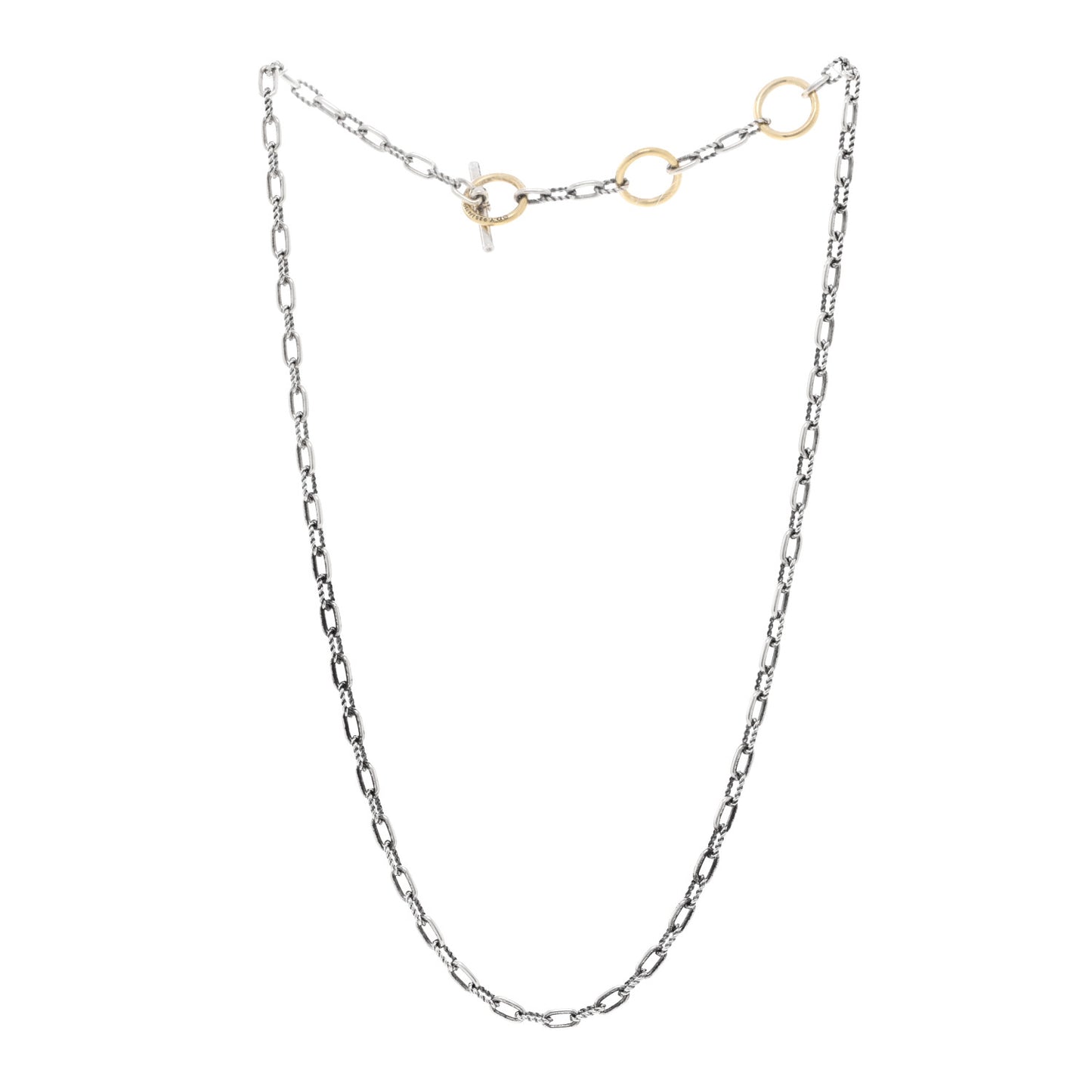 Sterling Silver 18K Yellow Gold Madison Three Ring Chain Necklace