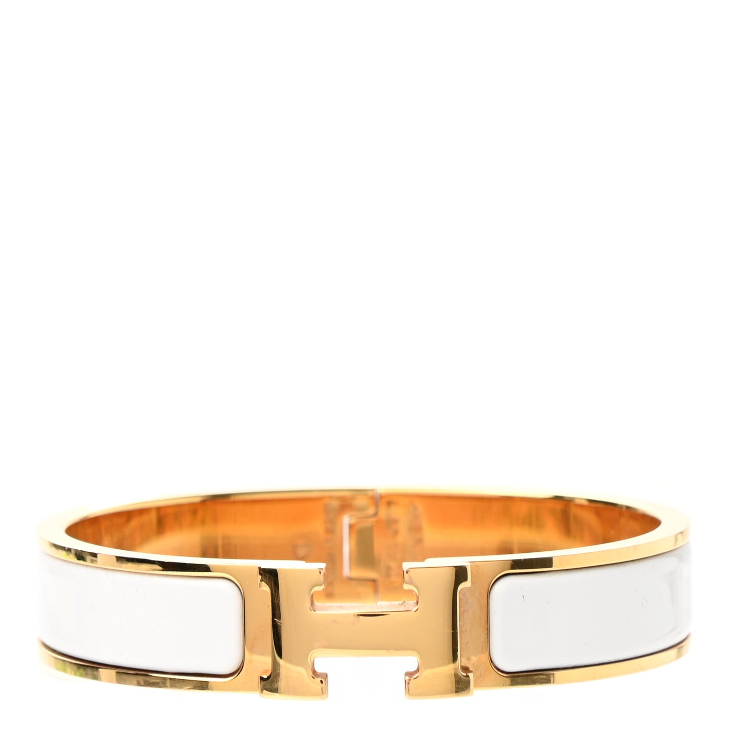 Enamel Narrow Clic Clac H Bracelet PM White