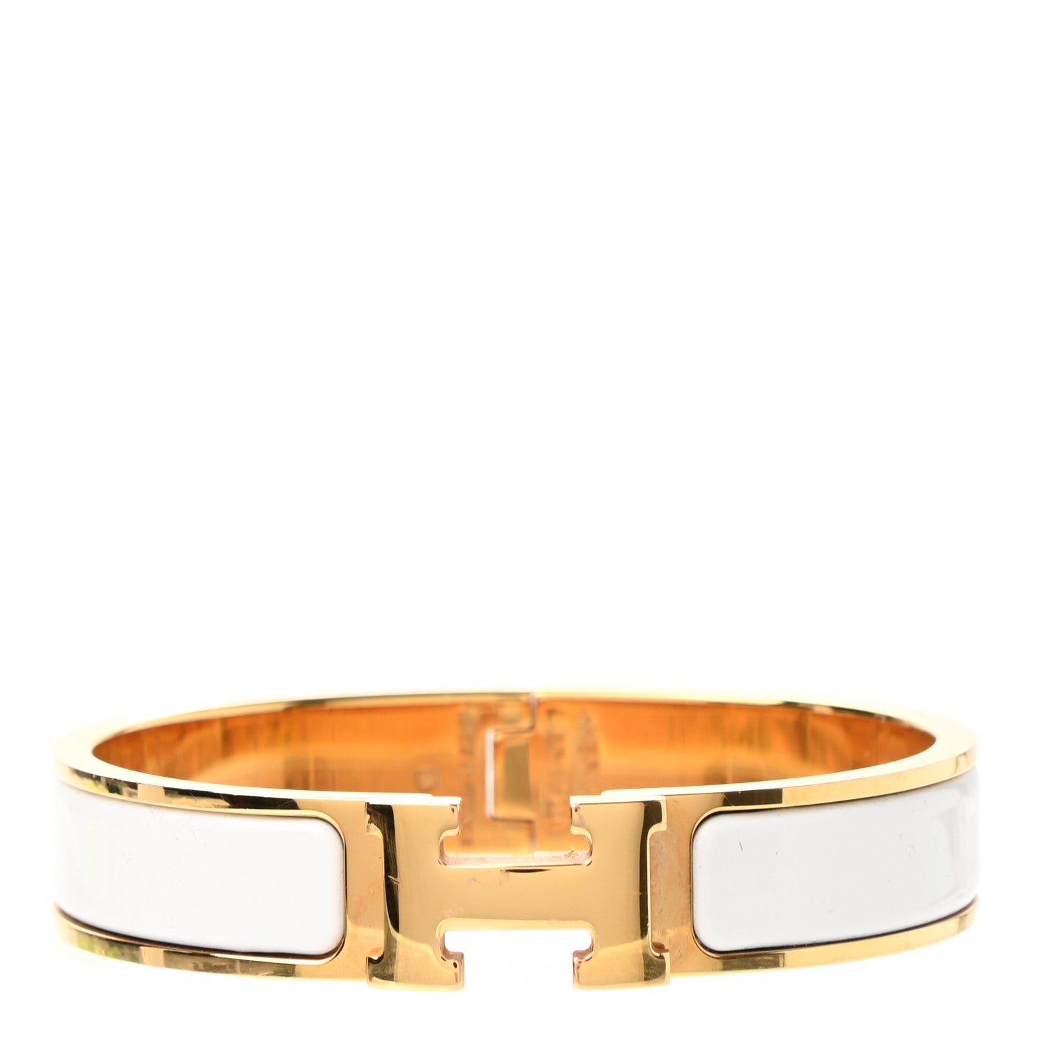 Hermes Enamel Narrow Clic Clac H Bracelet PM White 1 of 5