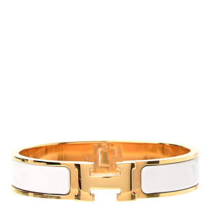 Hermes Enamel Narrow Clic Clac H Bracelet PM White 1 of 5