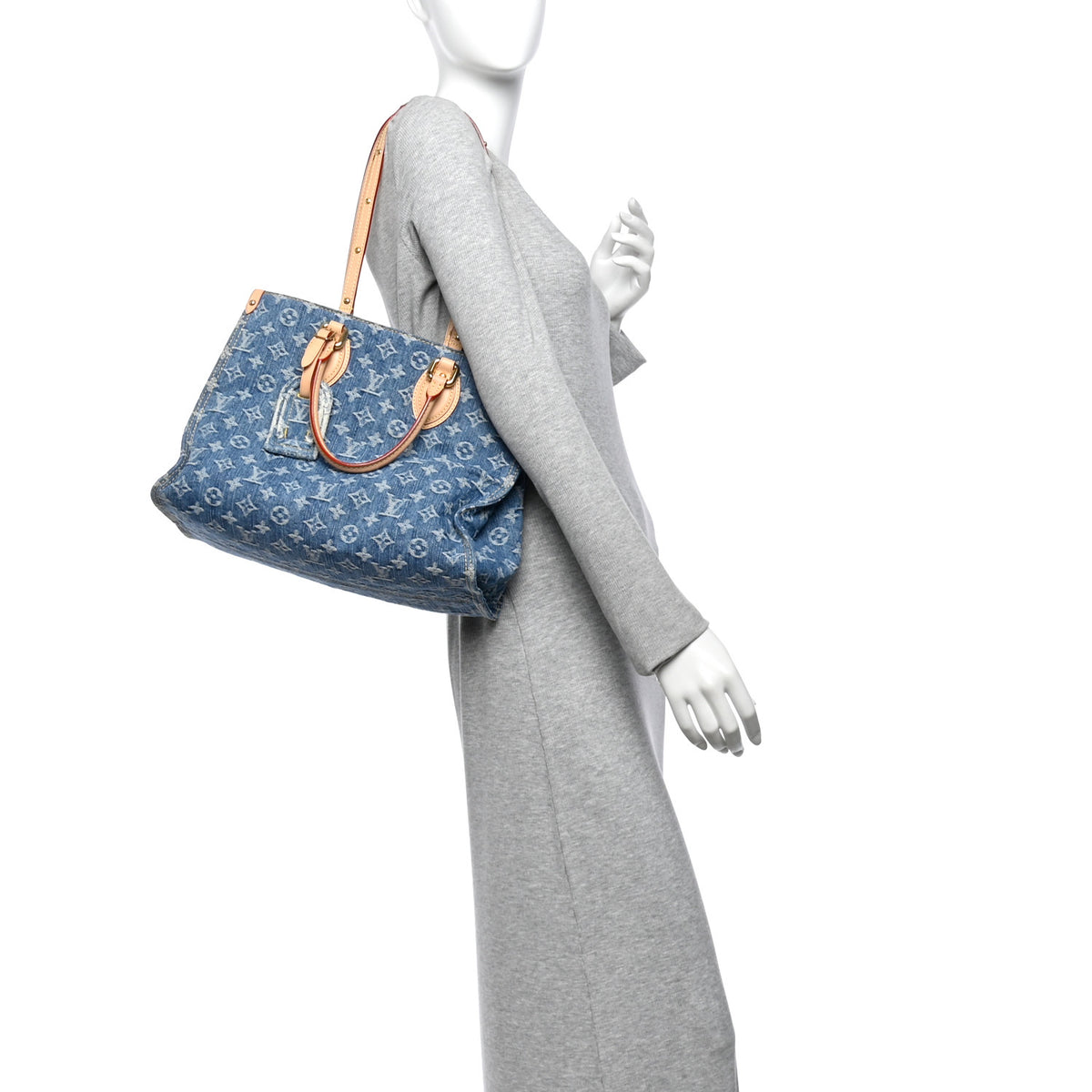 Louis Vuitton Monogram Denim Onthego MM Blue 2 of 11