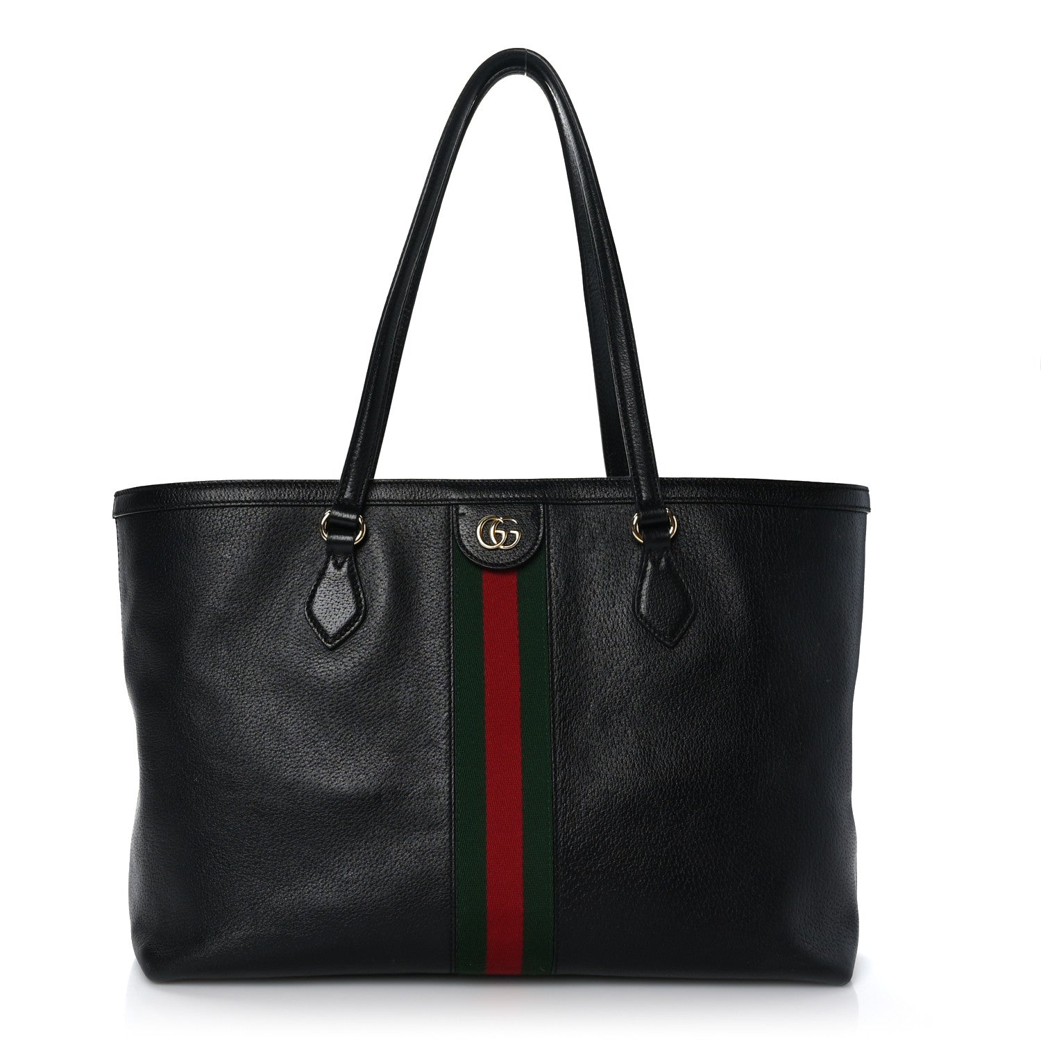 Gucci Textured Calfskin Web Medium Ophidia Shopping Tote Black 1 of 11