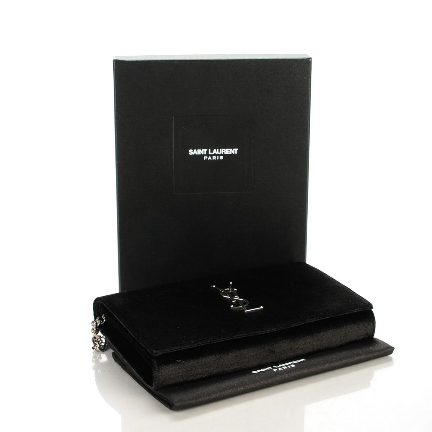 Velvet Monogram Chain Wallet Black