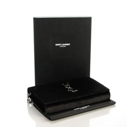 Saint Laurent Velvet Monogram Chain Wallet Black 4 of 7