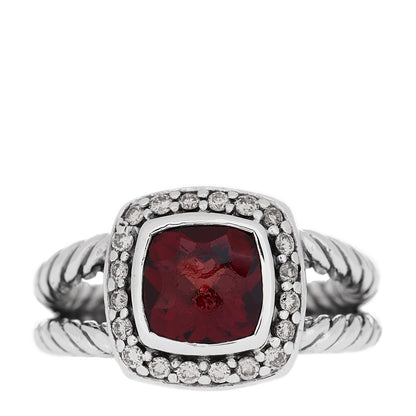 David Yurman Sterling Silver Diamond Garnet 7mm Petite Albion Ring 47 4.25 1 of 5