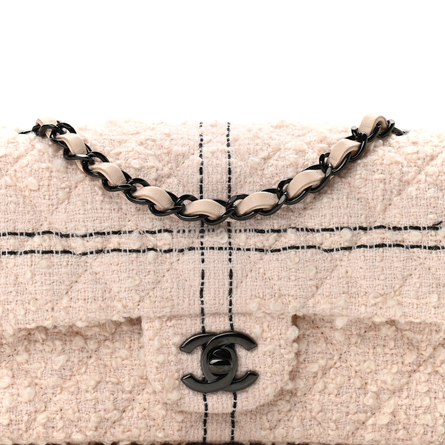 Chanel Tweed Quilted Mini Rectangular Flap Light Pink Black 8 of 10