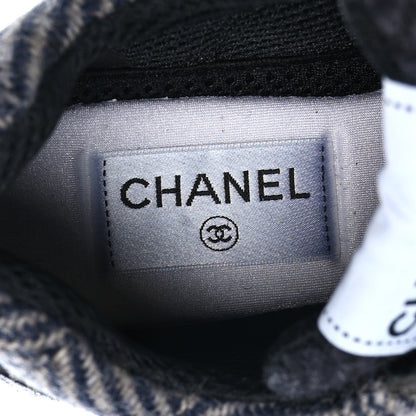 Chanel Fabric Suede Calfskin CC Sneakers 37 Black Grey Dark Grey 7 of 7
