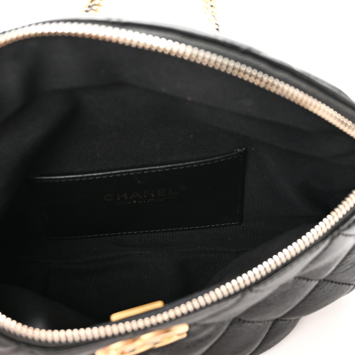 Chanel Shiny Lambskin Quilted Belt Bag Black Black 5 of 10