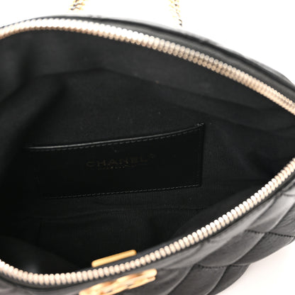 Chanel Shiny Lambskin Quilted Belt Bag Black Black 5 of 10