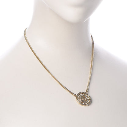Chanel Crystal Pearl CC Medallion Necklace Light Gold 2 of 5