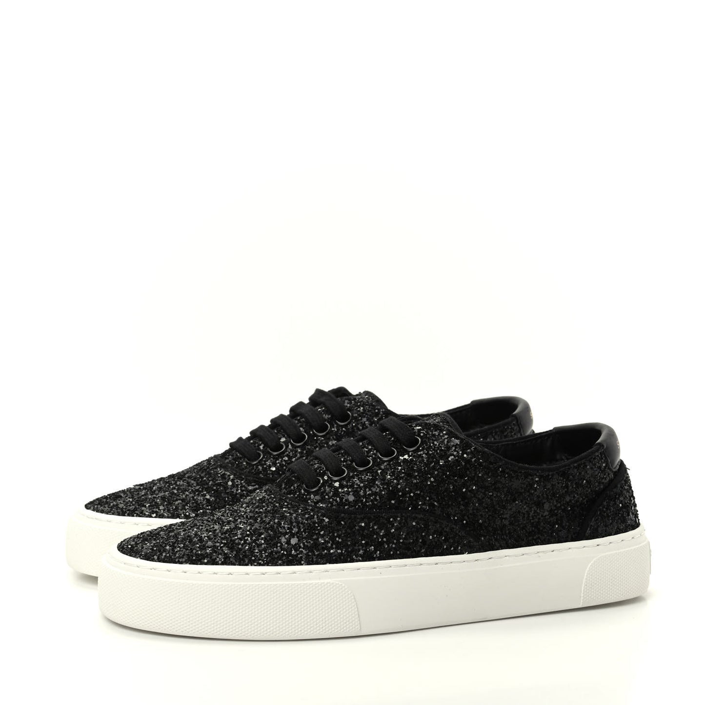 Calfskin Crystal Glitter Venice Low Top Sneakers 36.5 Black