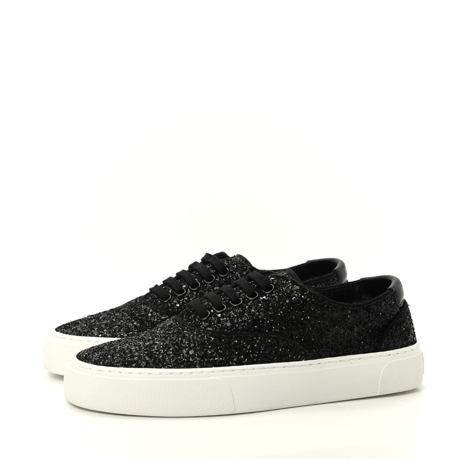 Saint Laurent Calfskin Crystal Glitter Venice Low Top Sneakers 36.5 Black 3 of 11