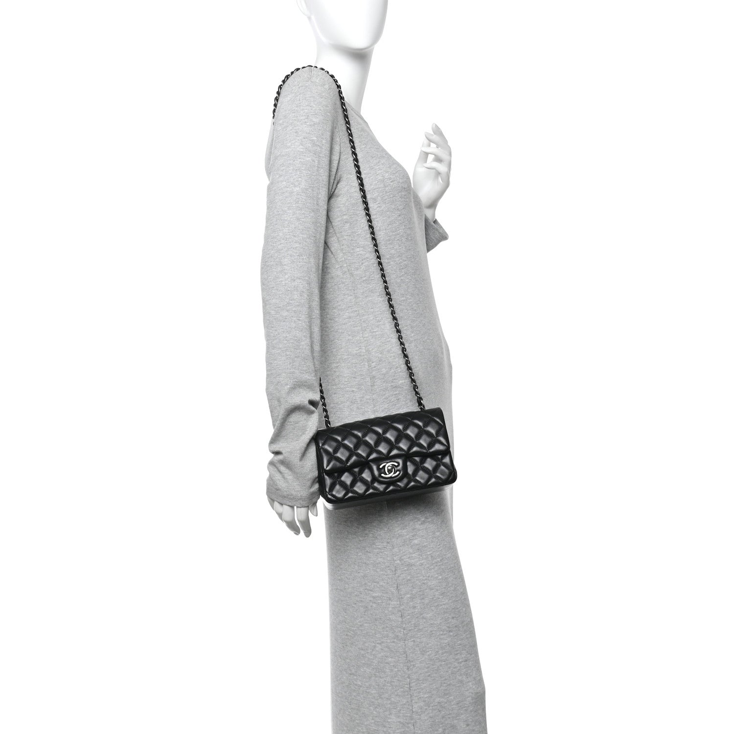 Chanel Lambskin Quilted Mini Rectangular Flap Black 2 of 11