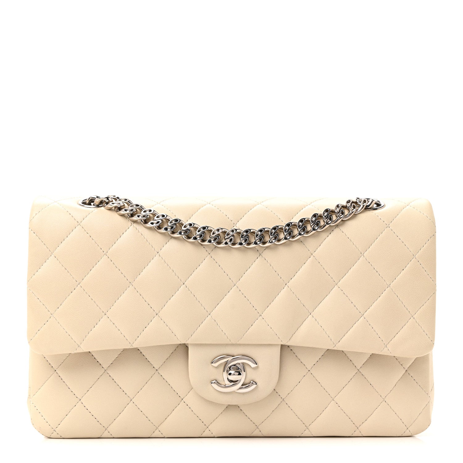 Chanel Lambskin Quilted Medium Double Flap Bijoux Chain Ivory 2 of 23