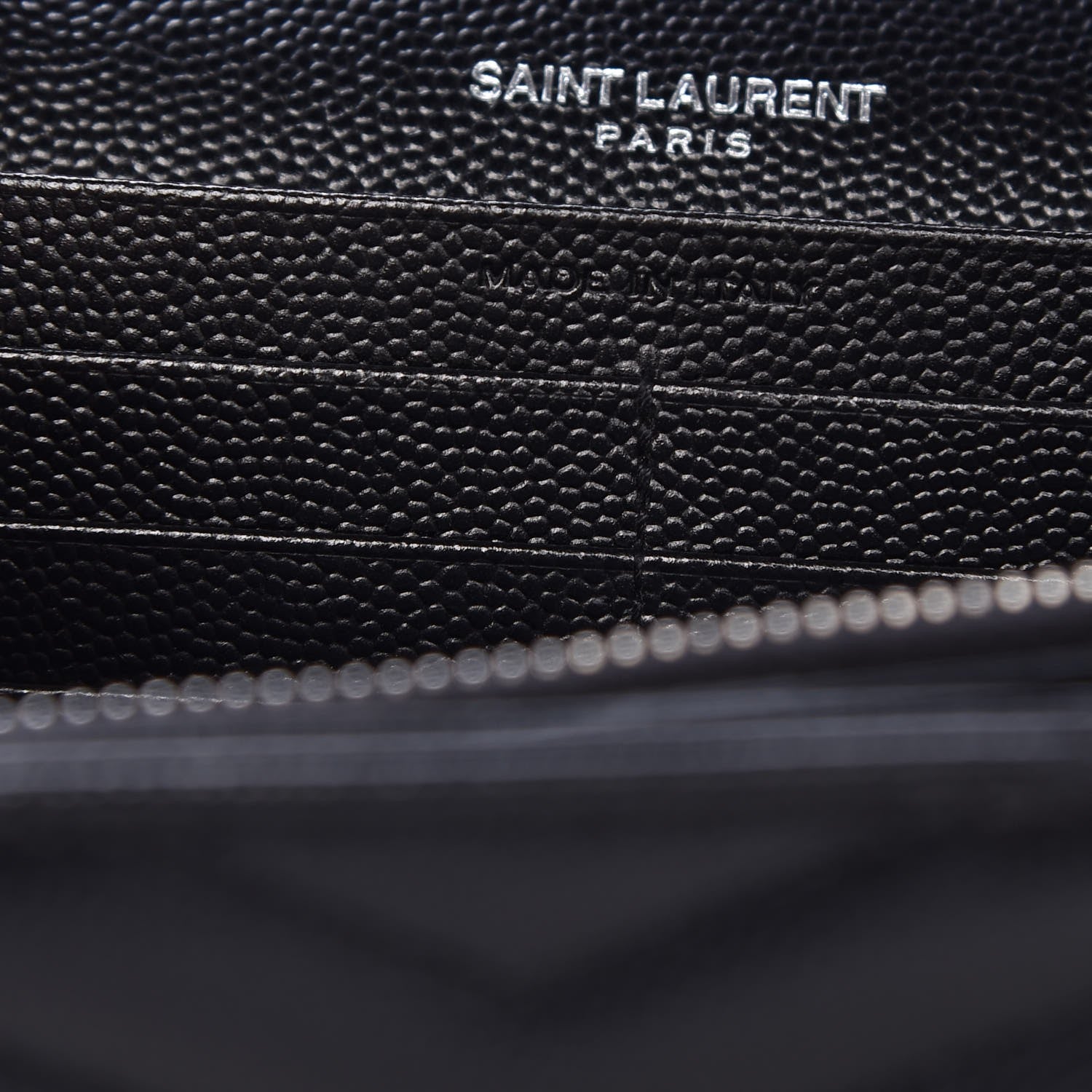 Saint Laurent Grain De Poudre Matelasse Chevron Monogram Chain Wallet Black 7 of 8