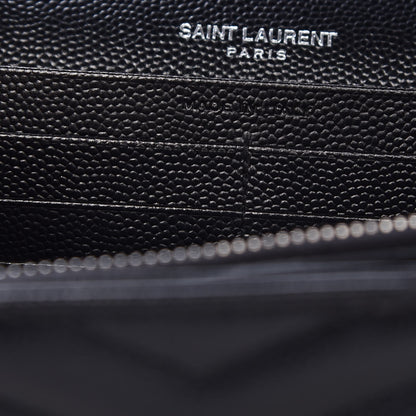 Saint Laurent Grain De Poudre Matelasse Chevron Monogram Chain Wallet Black 7 of 8