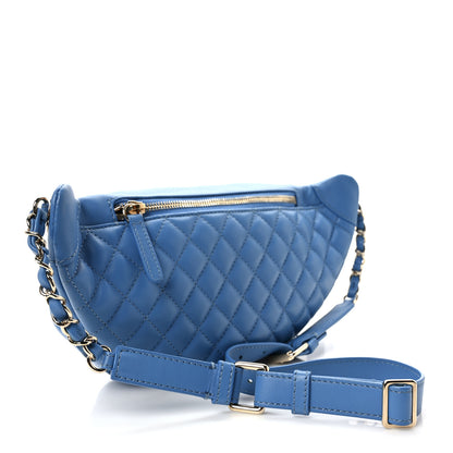 Chanel Crumpled Lambskin Quilted Waist Bag Fanny Pack Blue 3 of 9
