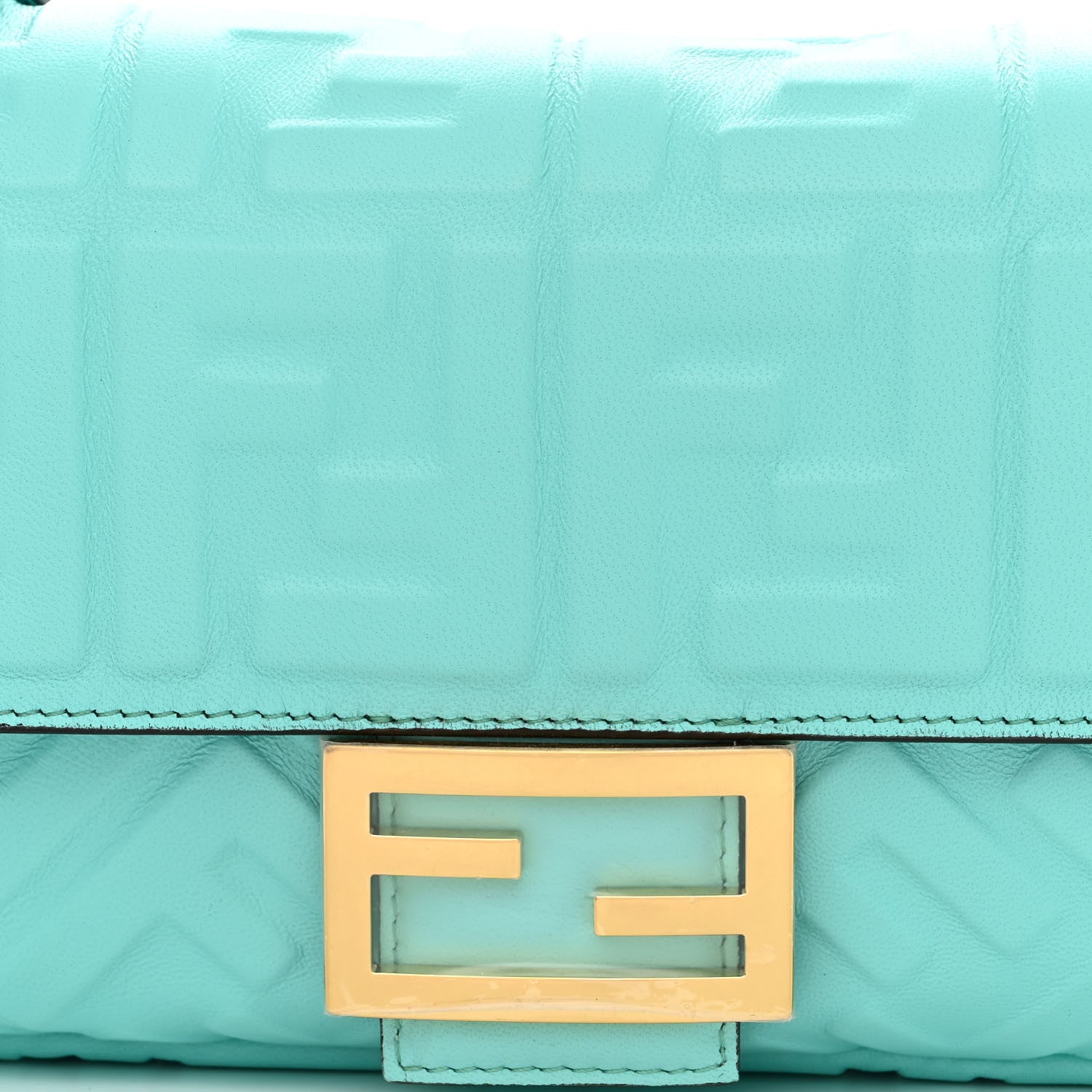 Fendi Nappa FF 1974 Embossed Baguette Spring Turquoise 8 of 10