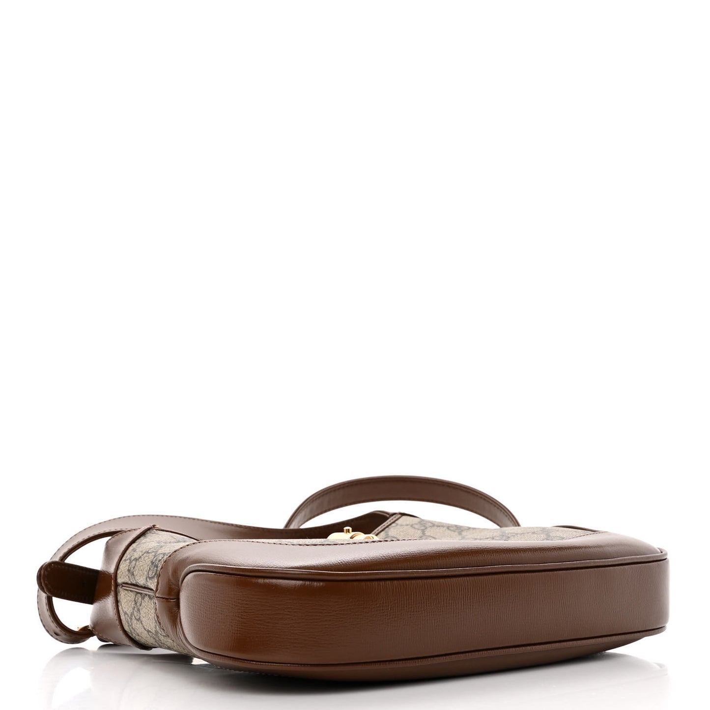 GG Supreme Monogram Azalea Calfskin Web Small Jackie 1961 Hobo Beige Ebony Brown Sugar