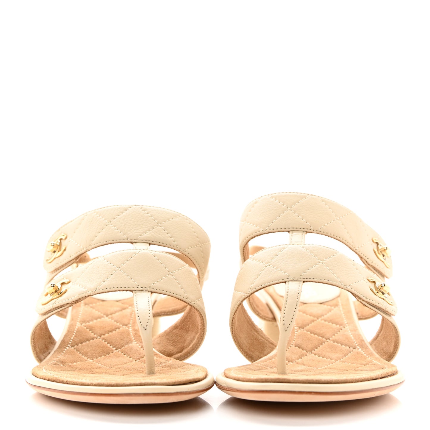 Calfskin Quilted CC Turnlock Sandals 39 Dark 39 White