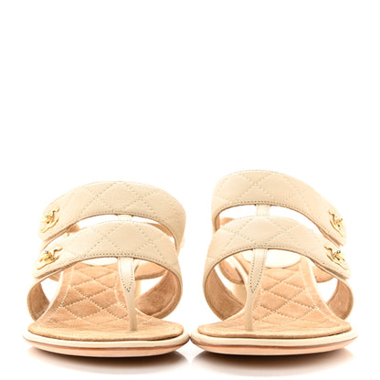Chanel Calfskin Quilted CC Turnlock Sandals 39 Dark 39 White 2 of 17