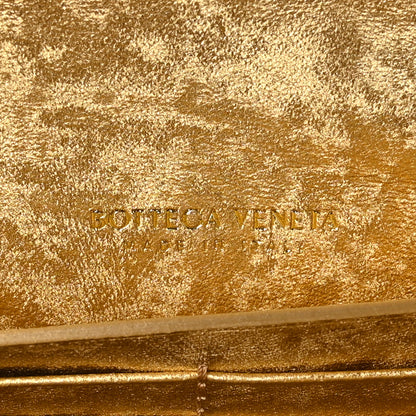 Bottega Veneta Metallic Satin Lambskin Intrecciato Long Andiamo Top Handle Clutch Gold 6 of 10