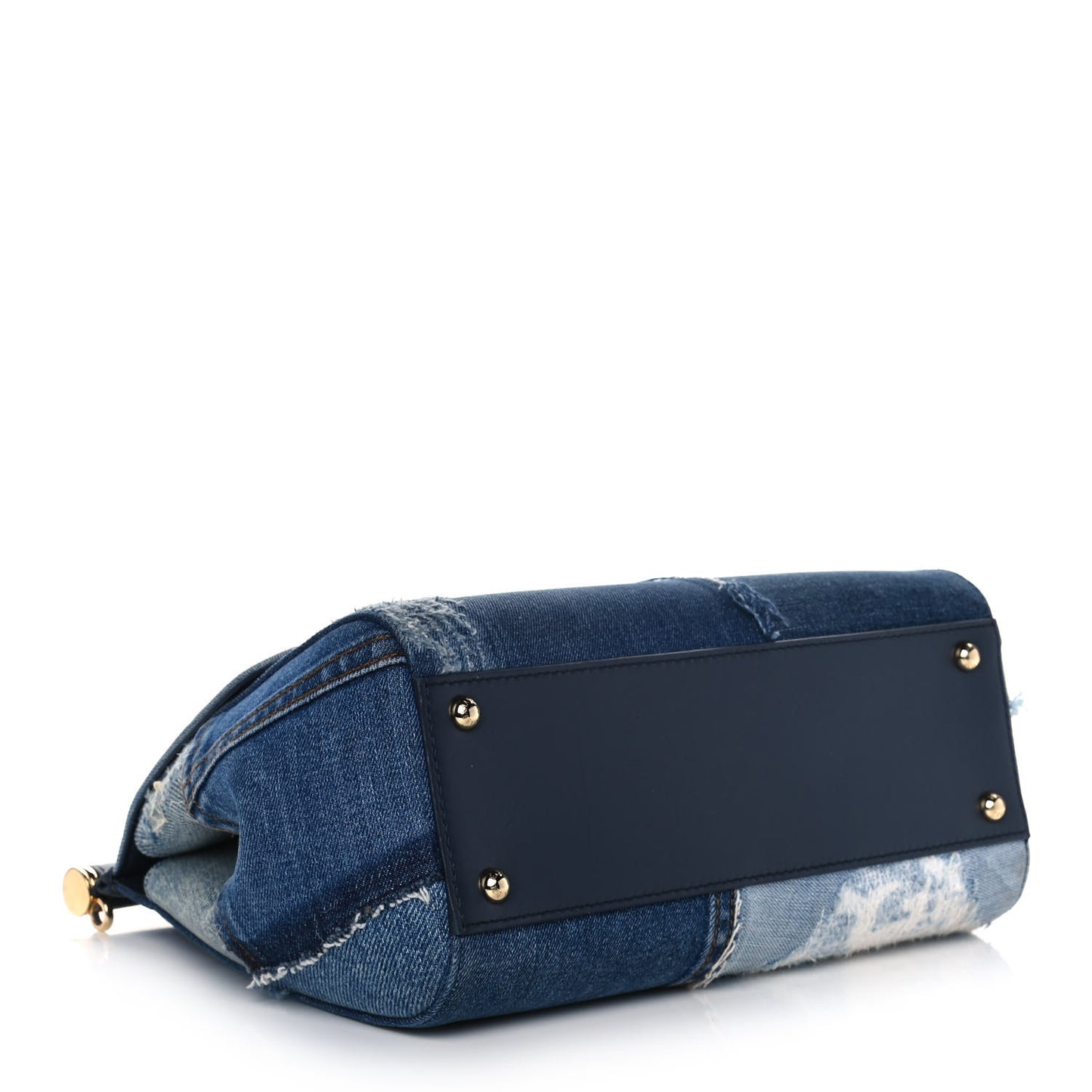 Calfskin Denim Patchwork Medium Miss Sicily Satchel Blue