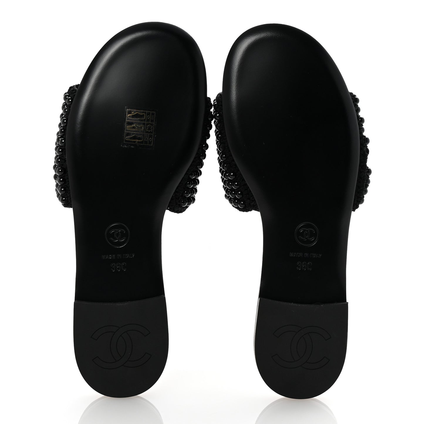 Pearl Crystal CC Mules Sandals 36 Black