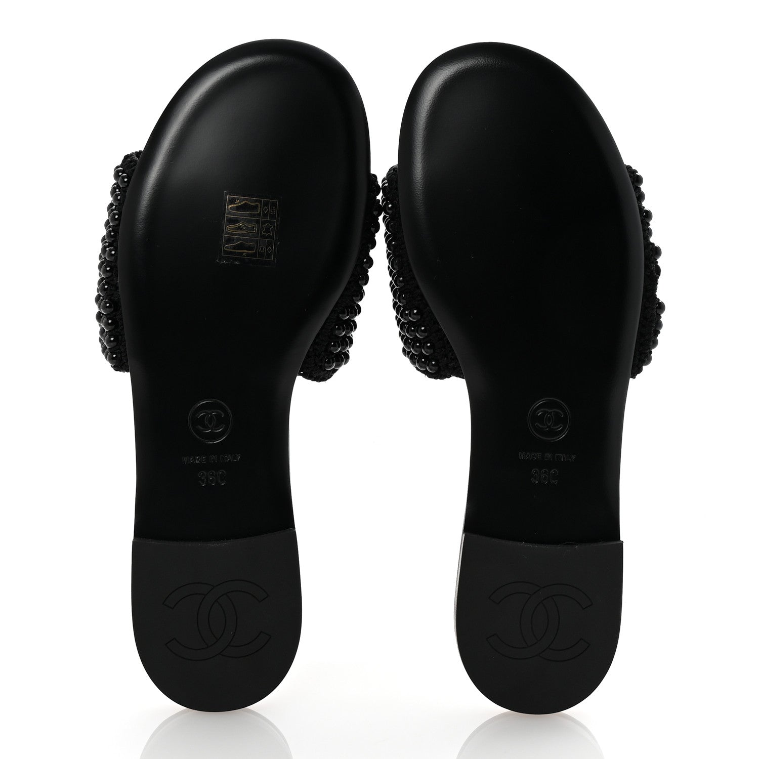 Chanel Pearl Crystal CC Mules Sandals 36 Black 6 of 10