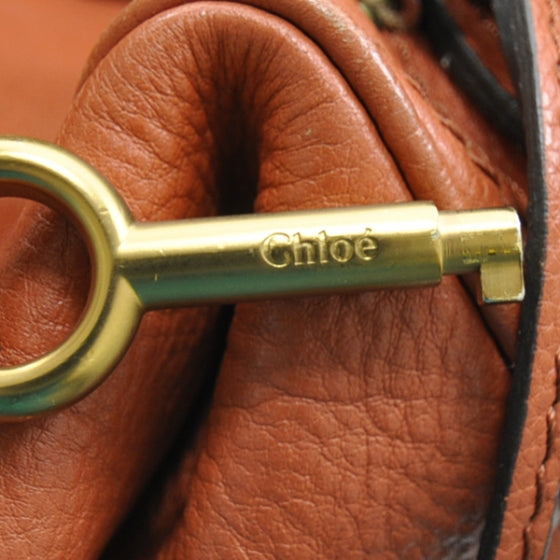 Chloe Leather Paddington Front Pocket Tote Orange 1 of 2