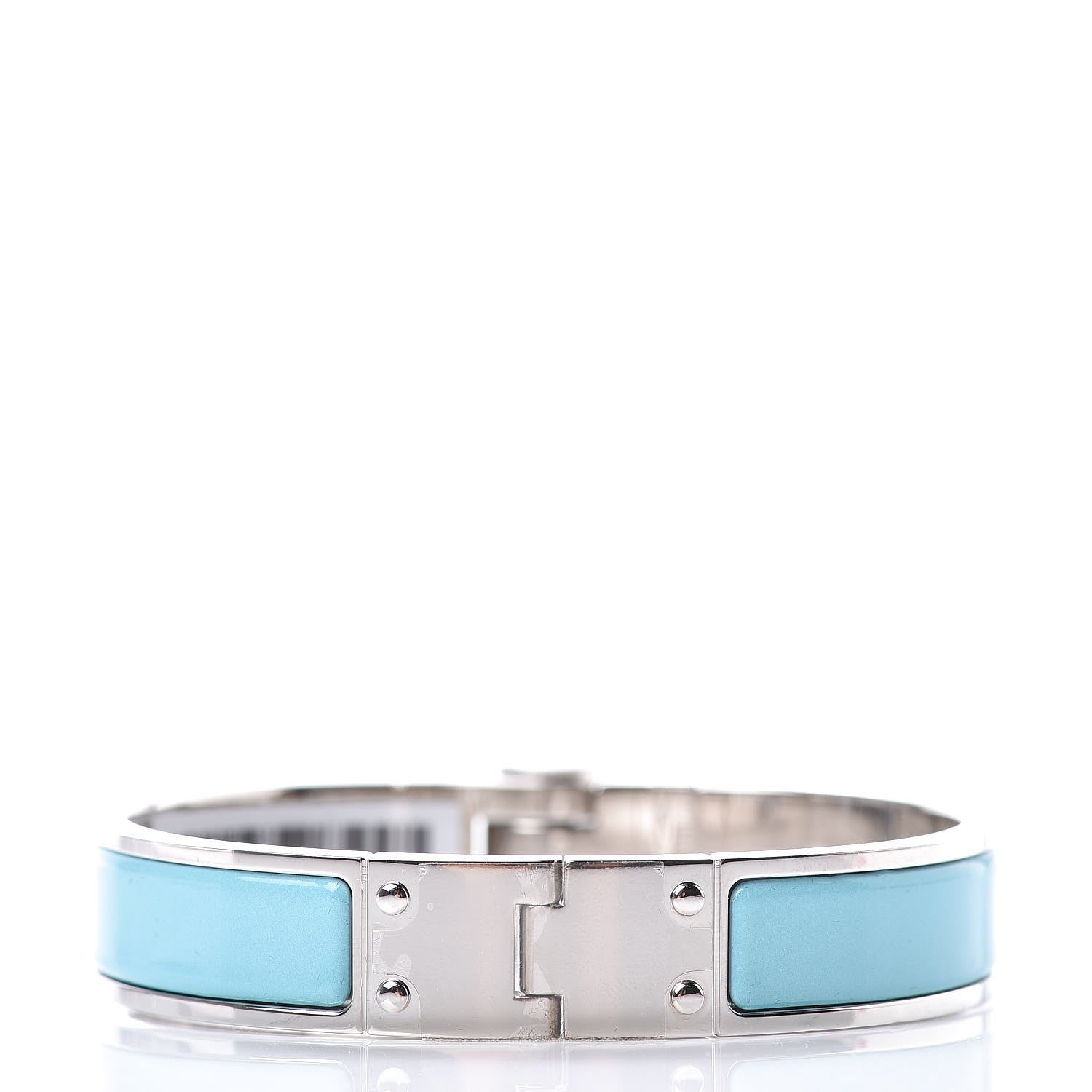 Hermes Enamel Charniere Uni Narrow Hinged Bracelet S Bleu Turquoise 3 of 5