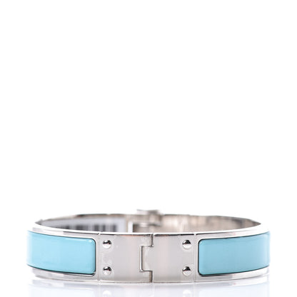 Hermes Enamel Charniere Uni Narrow Hinged Bracelet S Bleu Turquoise 3 of 5