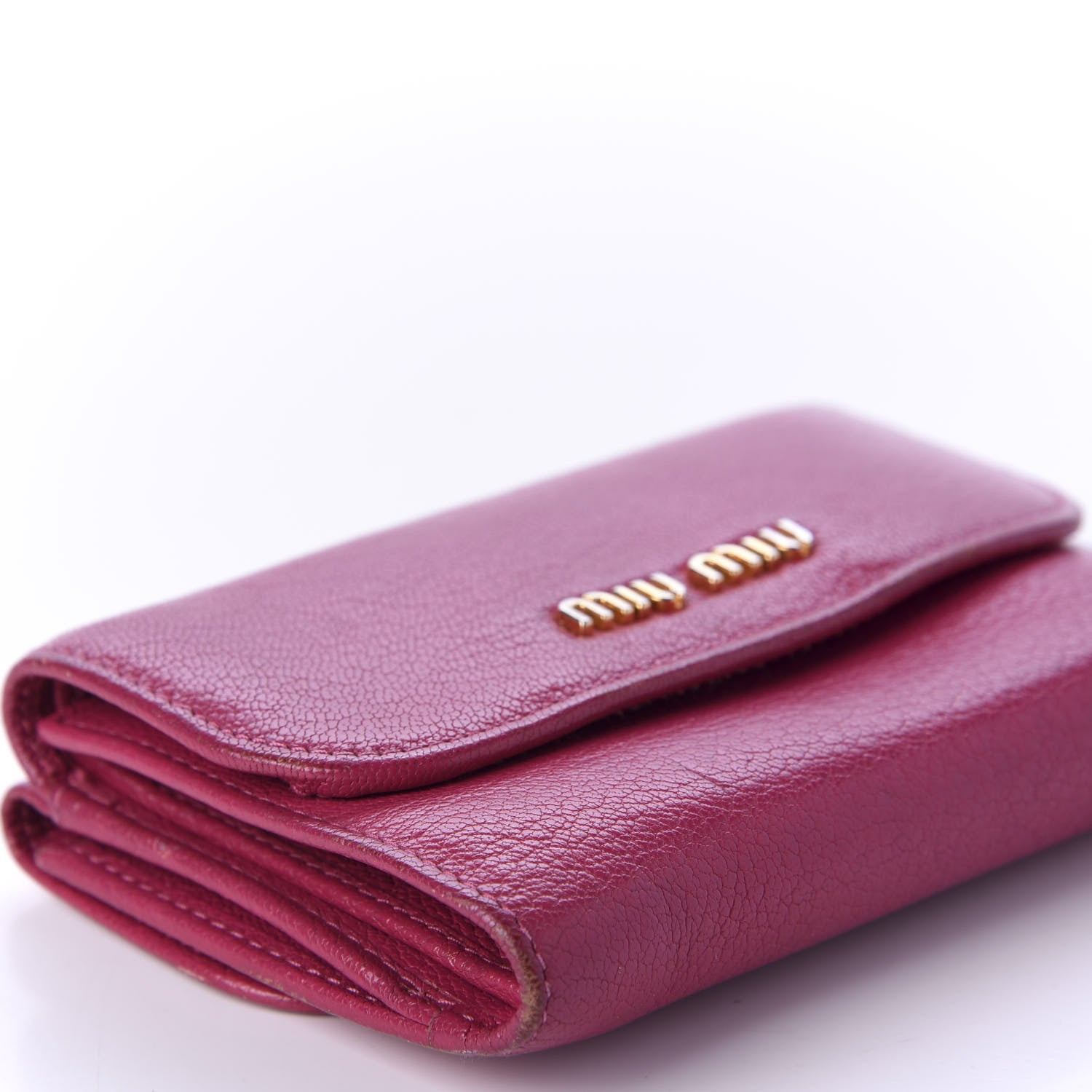 Miu Miu Goatskin Madras Flap Wallet Peonia 6 of 8