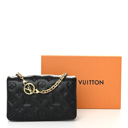 Louis Vuitton Lambskin Embossed Monogram Pochette Coussin Black 11 of 11
