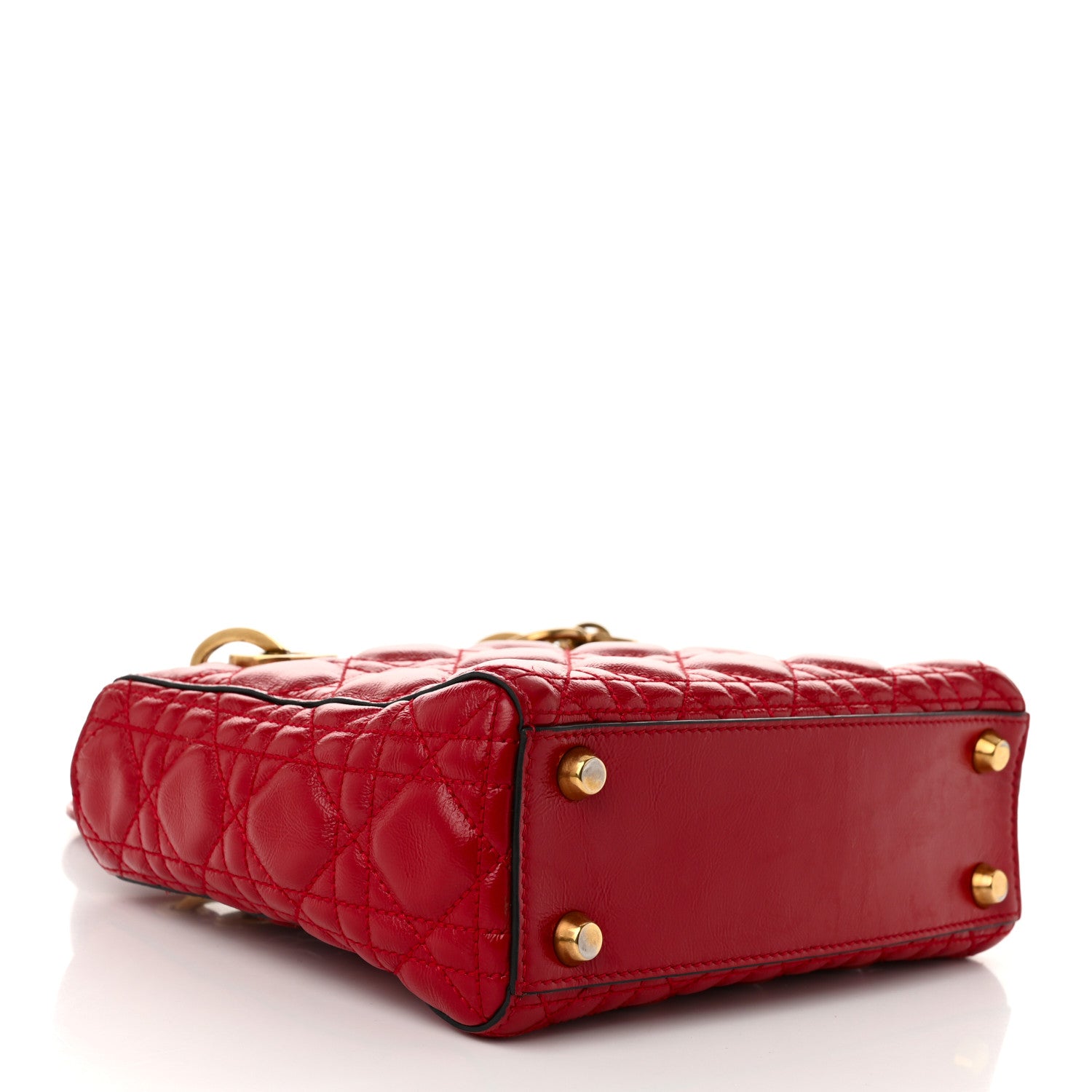Christian Dior Crinkled Patent Cannage Small Lucky Badges My Lady Dior Red 4 of 11