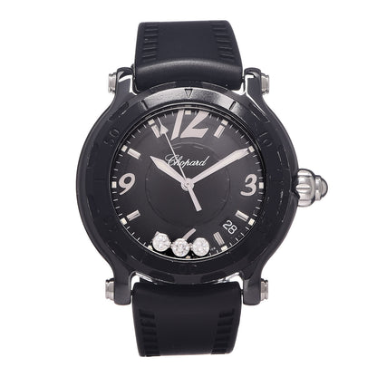 Chopard Stainless Steel Ceramic Rubber 3 Diamond 38mm Happy Sport Quartz Watch Black 1 of 7