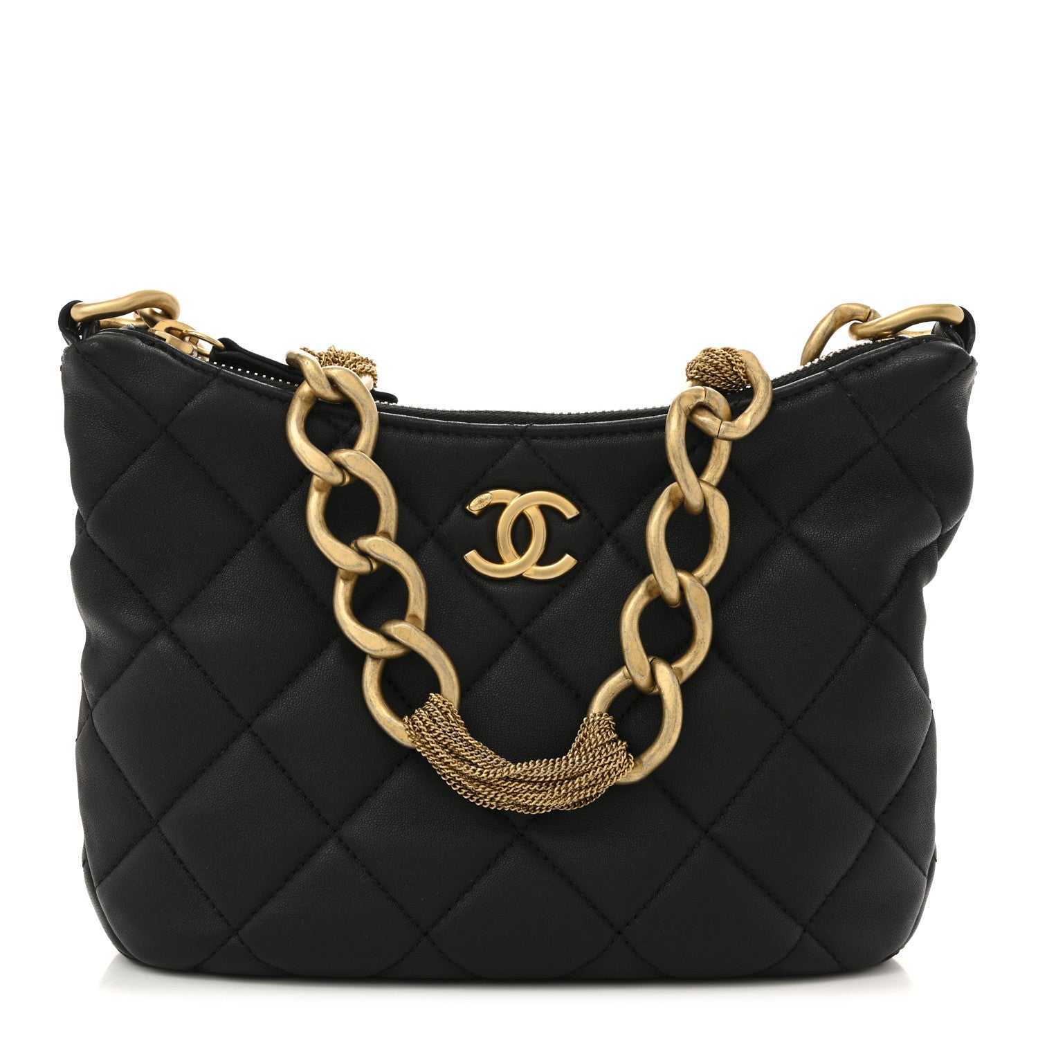 Chanel Lambskin Quilted CC Chain Hobo Black 1 of 14