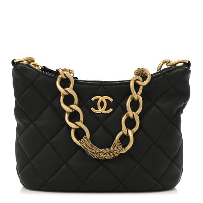 Chanel Lambskin Quilted CC Chain Hobo Black 1 of 14