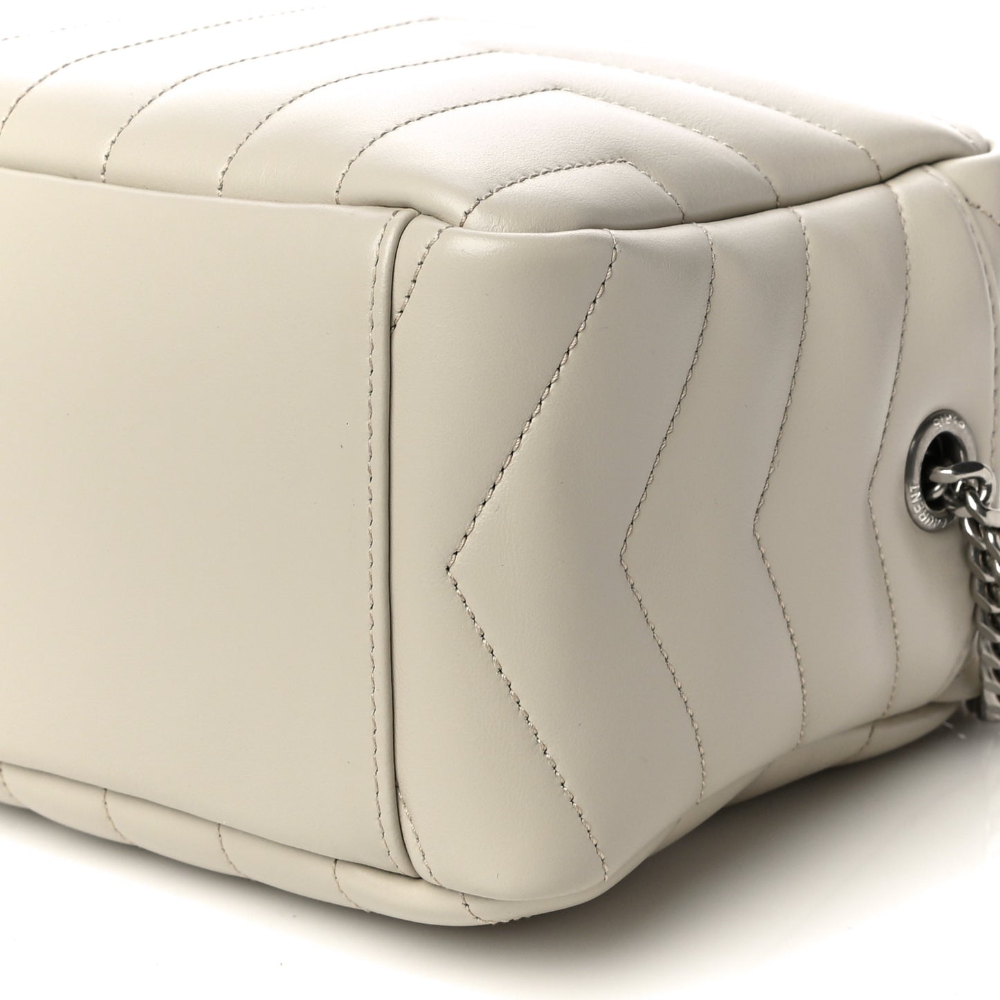 Calfskin Y Quilted Monogram Small Loulou Bowling Bag Ivory
